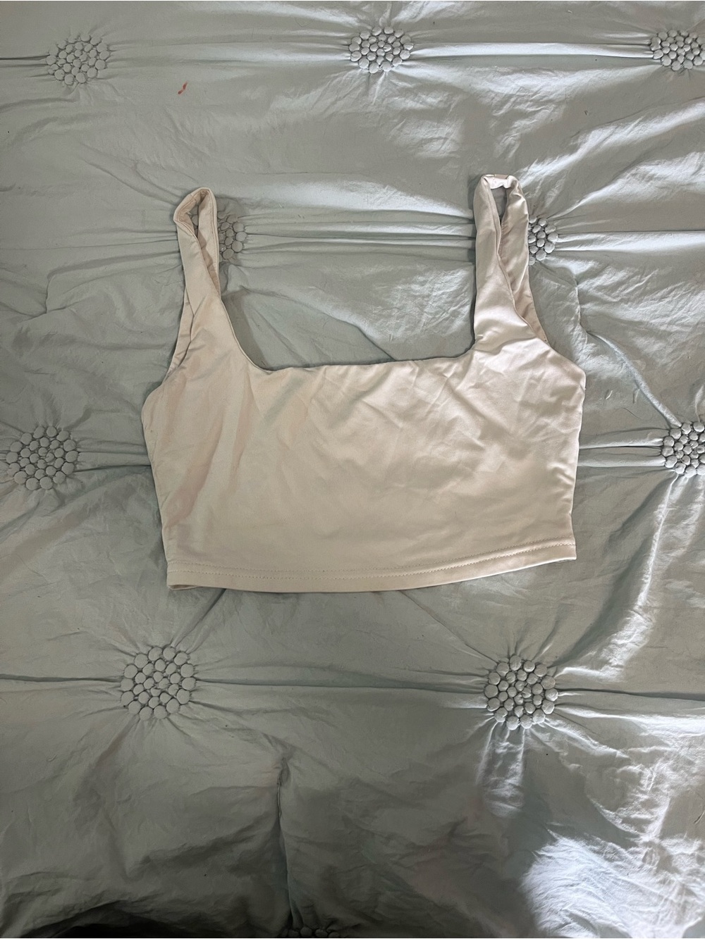 Square Neck White Crop Tank Top - Women